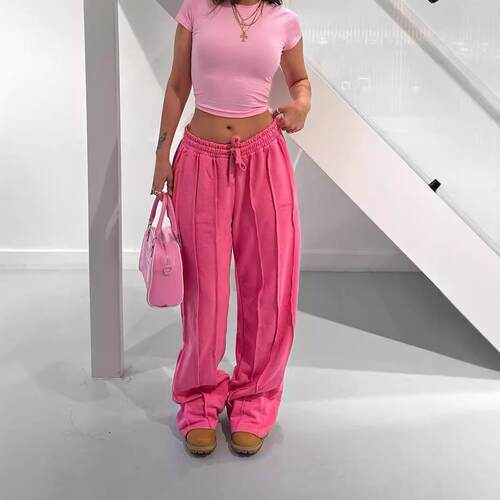 Womens Pants Casual Ladies Fashion Wide Leg Drawstring