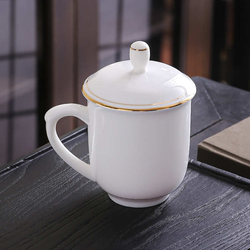 办公会议马克白瓷定制伴杯礼泡茶高档手杯子杯杯水杯礼品商务陶瓷