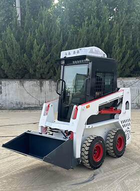 实心轮胎滑移装载机全地形 微型铲车安装货叉除草机旋耕机