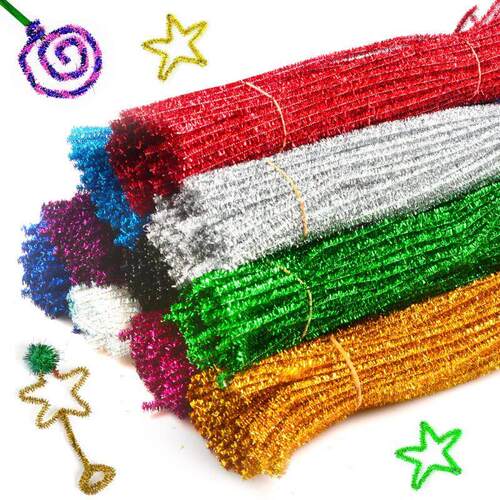 30/50/100pcs Glitter Chenille Stems Pipe Cleaners Plush Tins