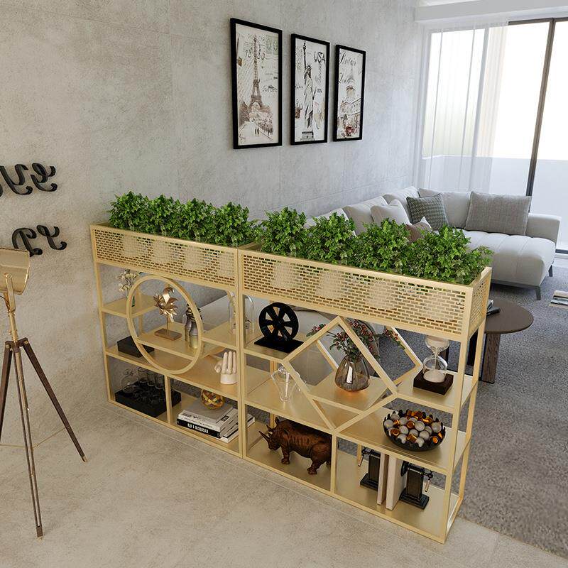 铁艺隔断置物架办公室客厅餐厅装饰花架创意绿植矮工业风屏风轻奢