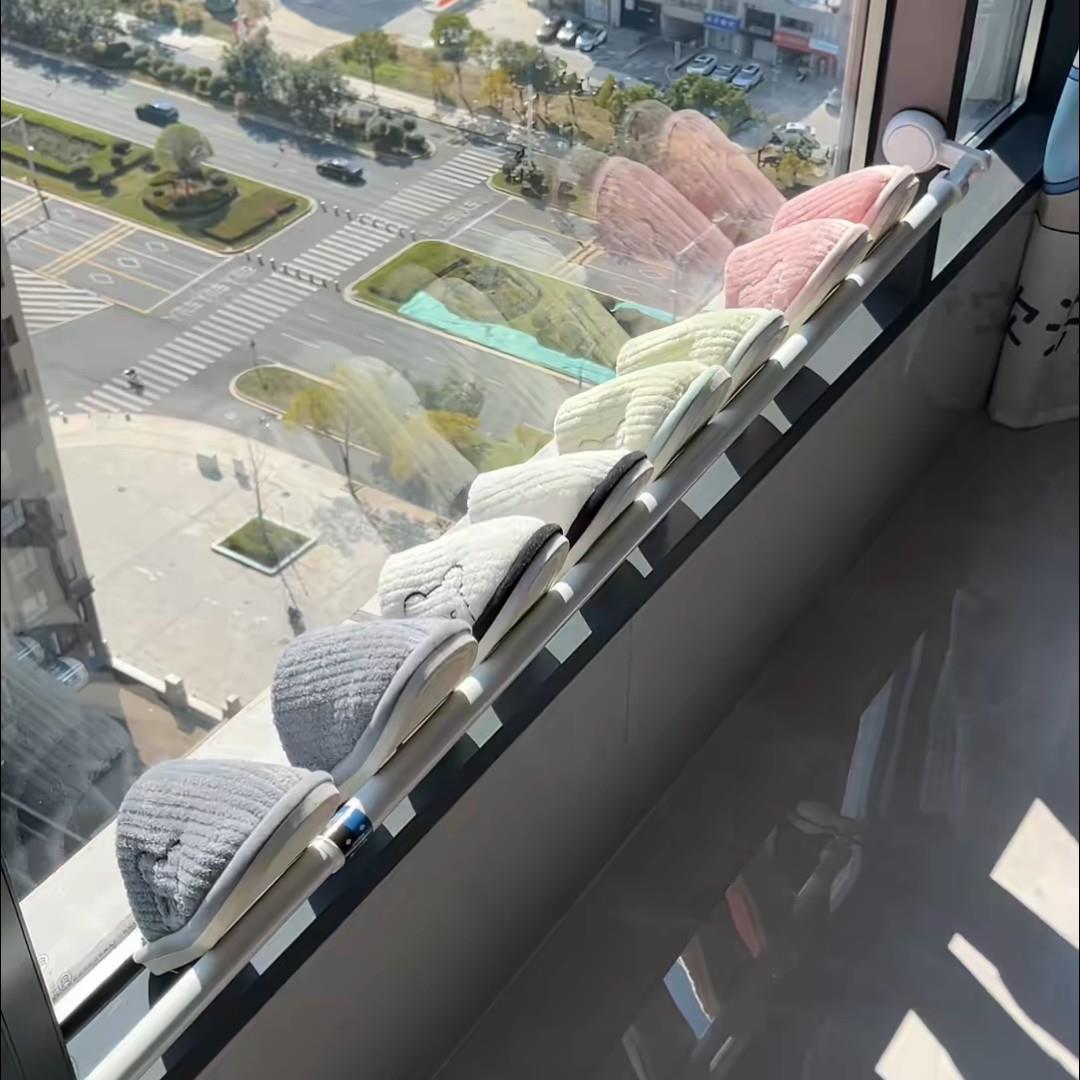 晒鞋子神器阳台晾鞋架可伸缩免打孔晾衣杆多功能窗户吸盘晾衣架子