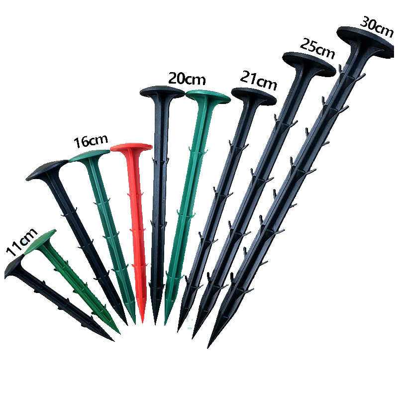 塑料地钉 大棚防草布园艺果园倒刺塑料黑色多规格 防草布地钉