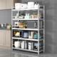 不锈钢厨房置物架落地多层家用货架微波炉收纳层架整体橱柜多功能