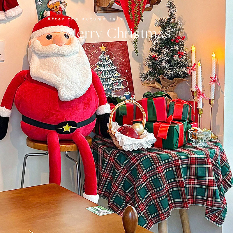 ins圣诞复古格子布桌布拍照背景布装饰儿童宠物写真春节摄影道具