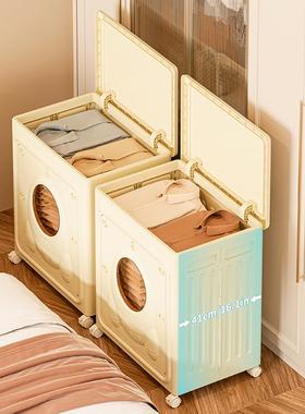 大容柜量家卧轮室防尘防潮收纳箱翻盖滑可折叠设用计储8516物可折