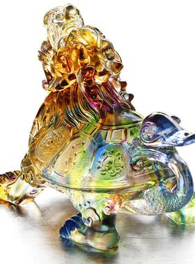 古琉龟龙摆件IKW招财镇璃法宅四灵神兽金钱龟家居客厅店铺风水装
