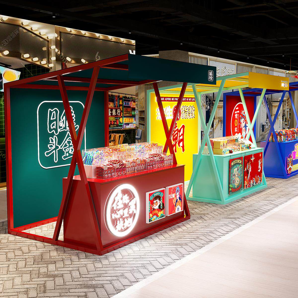 集市可活移动摆摊展示架户外美食街小摊吃位架景363动区大型摆摊