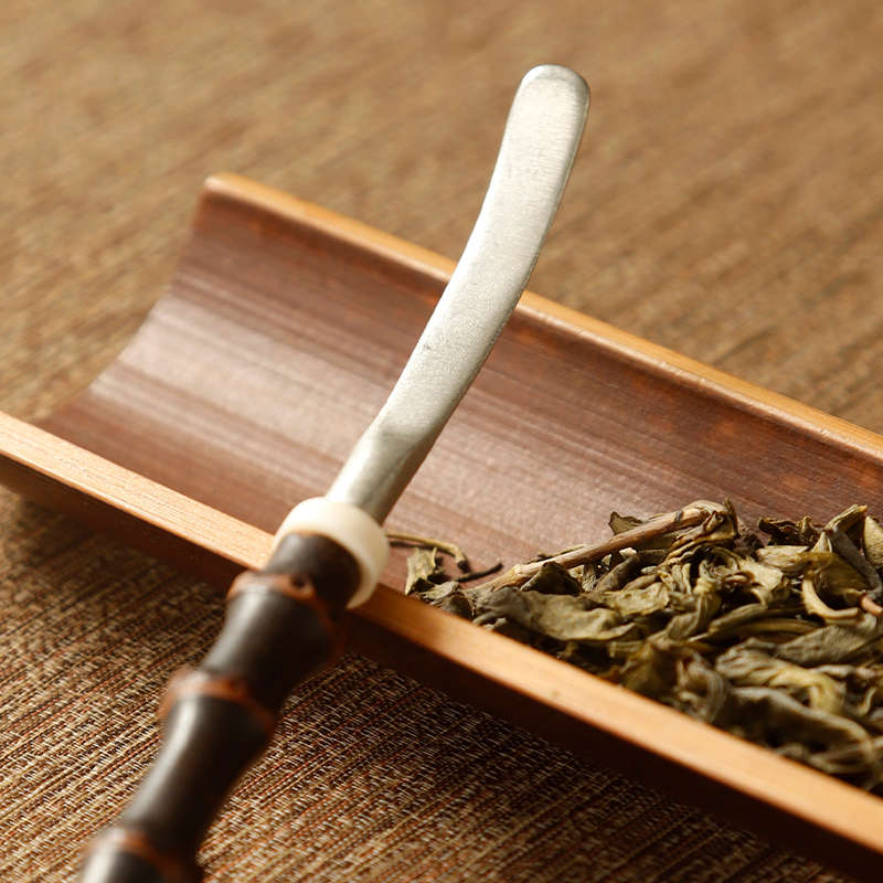 茶则单个拔茶茶六勺紫茶匙柄锡茶道茶复古竹鞭扒君子手工零配件