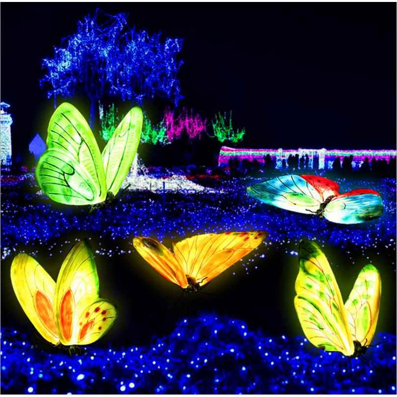 LED12生肖动物图案灯 3D玻璃钢蝴蝶造形灯 灯光秀夜景公园装饰
