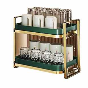 放杯子收纳置物架水杯茶杯茶具储物架桌面杯架子双层沥水托盘架子