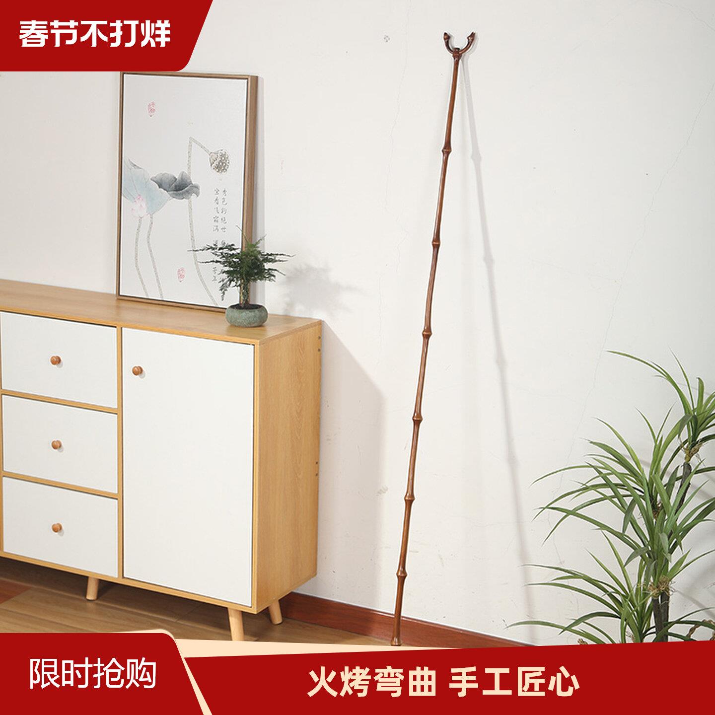 新中式晒衣杆筇竹手工竹子叉杆实木晾衣杆画叉画杆画叉杆撑画挑