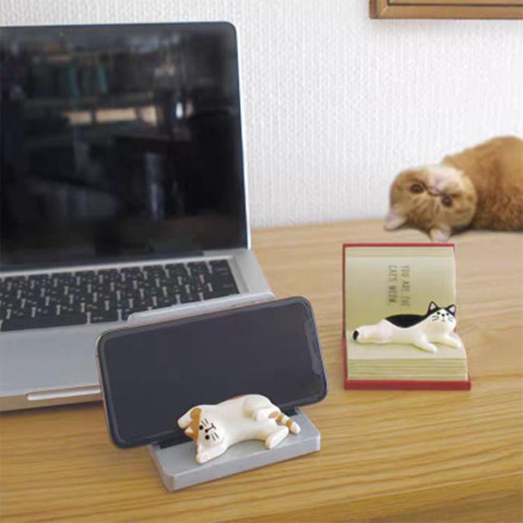 创意日式三架花猫002a书本手机支杂货zkka树脂ins工艺品微缩咪小