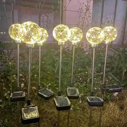 太阳能铜线球led户外景观灯发光草坪圆球插地灯花园灯芦苇灯定制