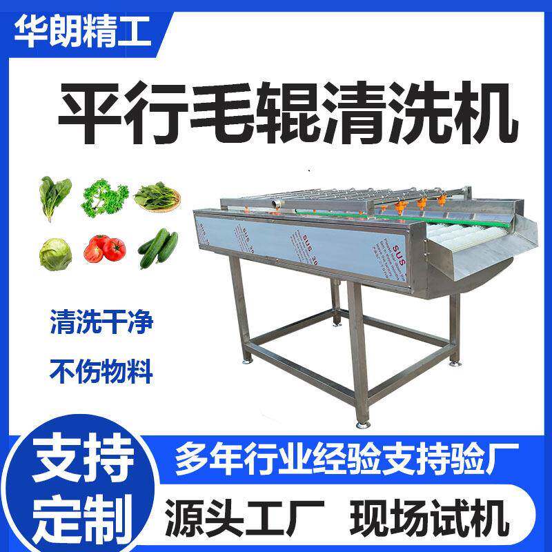 平行毛辊清洗机全自动果蔬去泥清洗设备根茎类蔬菜清洗去皮设备