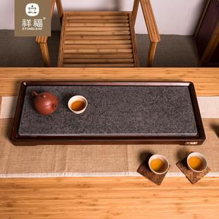 竹制乌金石排水干泡茶盘长方形中式 新款 茶台干湿两用功夫茶具家用