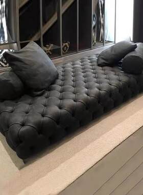 北欧轻奢意式拉扣酒店沙发墩服装店女装店精品店躺椅美式皮艺沙发