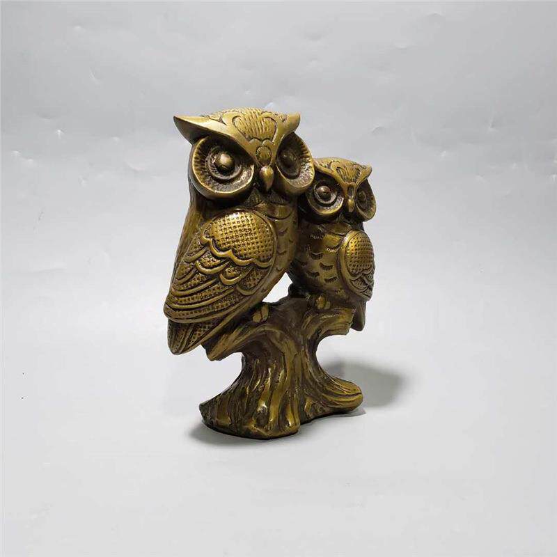 铜猫头鹰摆件纯铜猫头鹰创意客厅书房酒柜装饰工艺品猫头鹰摆件