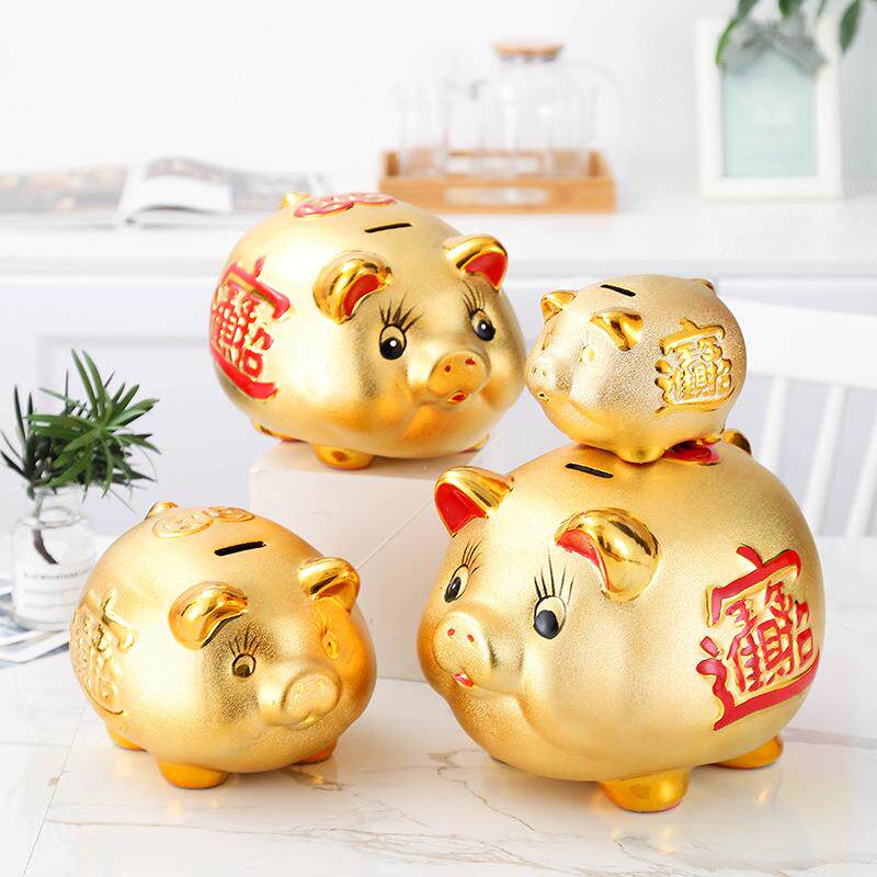 陶瓷冬瓜猪金猪存钱罐彩色猪储蓄罐 家居招财创意摆件7/8/9/1