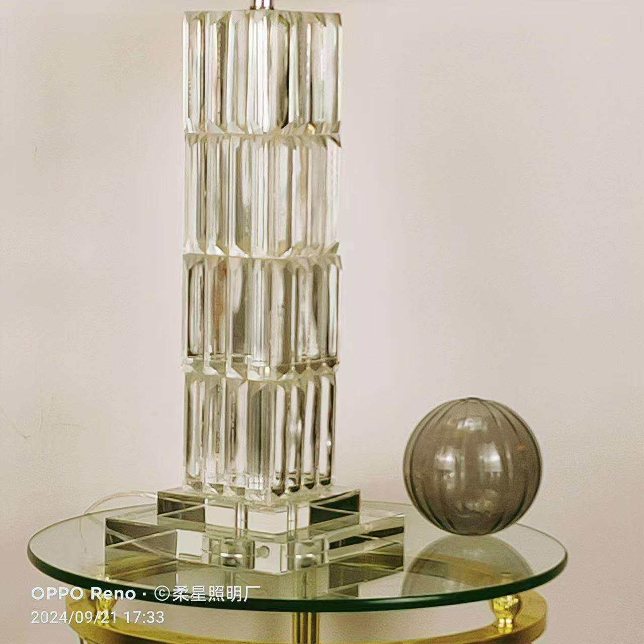 后现代简约时尚方形创意水晶台灯装饰客厅书房卧室床头台灯