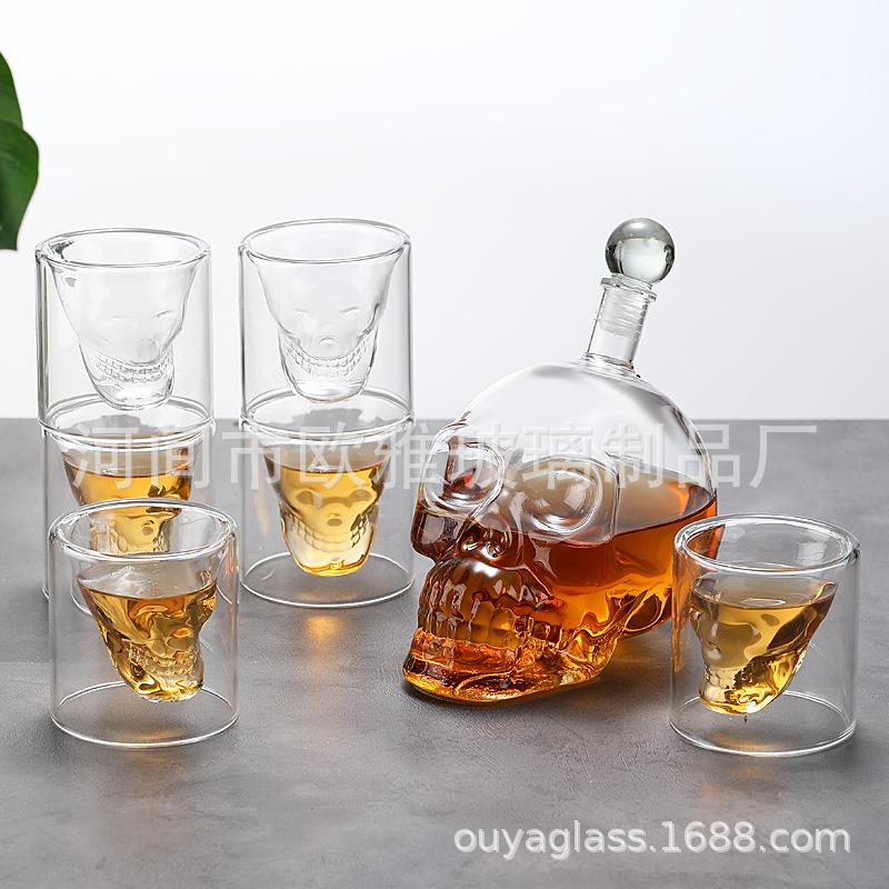 璃跨耐热玻髅头酒骷瓶醒酒器伏加特威士骷髅头酒忌红酒醒酒瓶创意