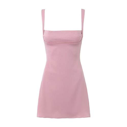 Net version flat top camisole dress with waist cinching