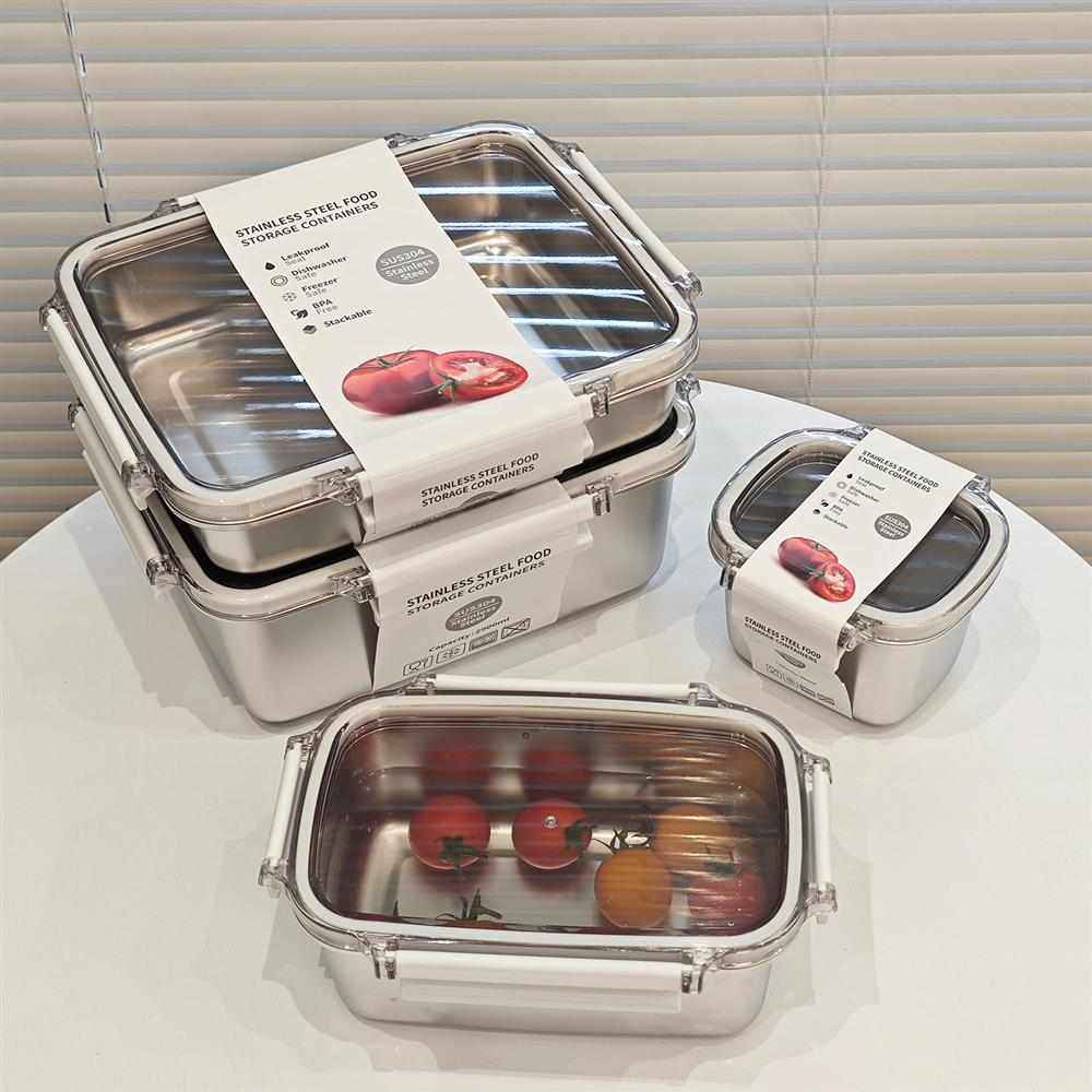 可微波炉加热带饭便当盒 304不锈钢保鲜盒饭盒冰箱冷藏密封收纳盒,餐饮具,保鲜盒,淘宝优惠券,粉丝福利购,淘宝优惠卷