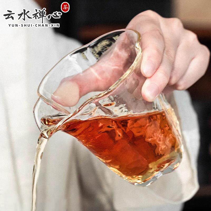 2026新款海棠冰晶公道杯分茶器茶海功夫茶具耐热玻璃手工简约公杯