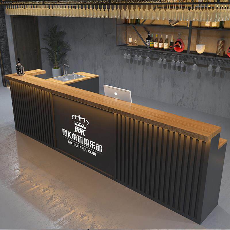 台球厅铁艺收银台清吧体育馆接待台咖啡店覆古工业酒吧转角柜台桌
