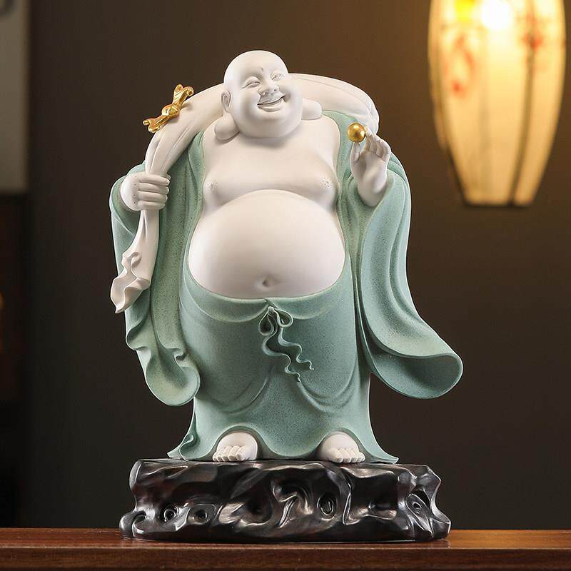 陶瓷弥勒佛摆件菩萨招财大肚笑佛像中式家居客厅玄关办公室装饰品