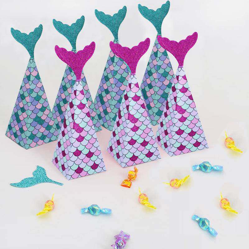 创意美人鱼回礼盒闪粉鱼尾糖果盒生日婚庆节日喜糖盒子婚庆用品