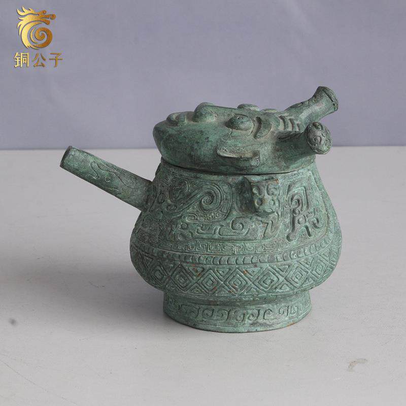 人面盉仿古青铜器工艺品安阳殷墟出土分酒器盛水器复古工艺品摆件