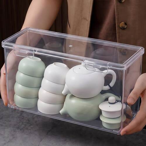 日本茶具收纳盒防尘透明茶几桌面茶叶茶杯整理存放功夫茶壶置物架
