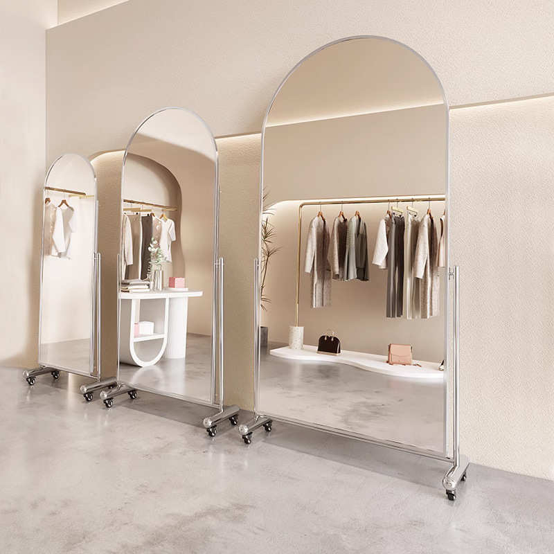 网红全身镜穿衣镜可移动落地镜家用服装店镜子直播间试衣镜显瘦