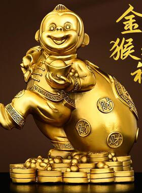 全黄铜猴子摆件十二生肖12金属猴金福猴家居工艺礼品摆饰桌面装饰