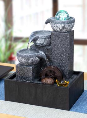 招财流水摆件桌面风水轮循环水办公室背柜茶室流水生财小型风水球