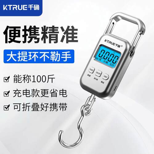 高精度50公斤手提电子秤可携式随身迷你小型家用精准弹簧秤称鱼器