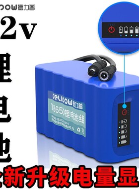 12V锂电池大容量电量显示LED灯带监控专用电池18650锂电池组12伏