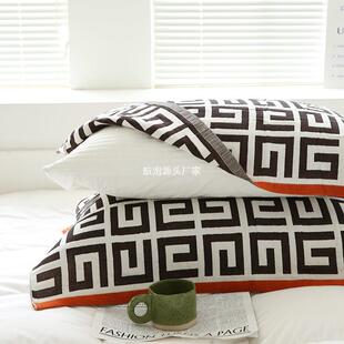 枕巾一枕对HPWOAYSS装纱布男简格约士子盖巾枕套防滑不脱落单人头