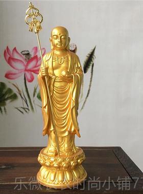 新款九华金藏小佛像 地王菩山萨 绒藏沙金地藏树脂工艺品 地藏菩
