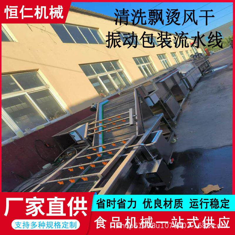 全自动毛豆清洗风干机不锈钢黄桃蓝莓果蔬喷淋清洗酱菜清洗风干线