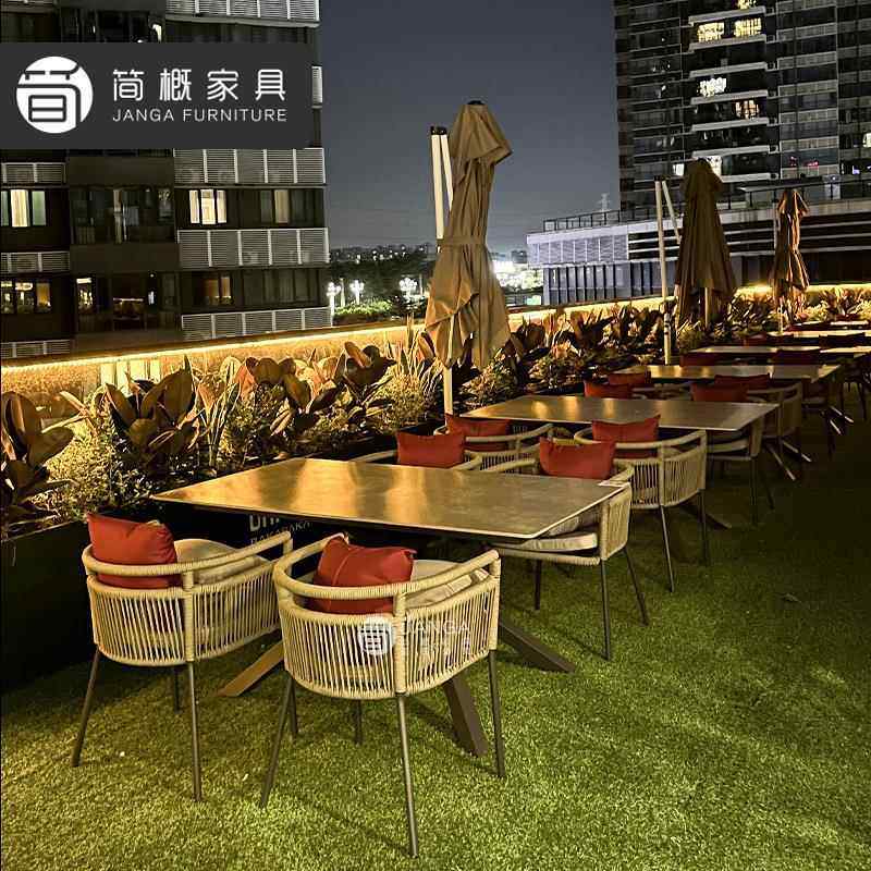 户外别墅阳椅桌椅休闲岩花园108-9-24庭院板桌藤椅组合露天咖啡店