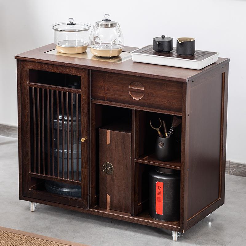 移动体茶水柜茶台茶桌侧边柜置物架实茶壶ZJ-ZSCSJ吧下置水桶木烧