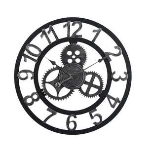 热卖 饰钟表 复古做旧木齿轮挂钟客厅时钟创意客厅酒吧咖啡厅装