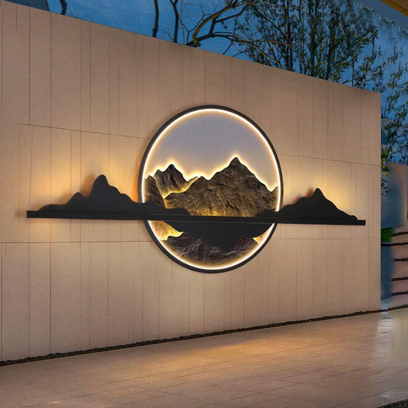 户外新中式太阳能庭院壁灯造景装饰灯别墅围墙防水灯影壁墙景观灯