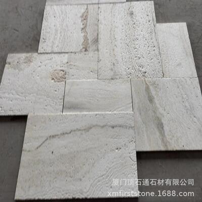 法式莱姆石地砖天然洞石蓝木纹庭院子母砖餐客厅石灰华仿古铺地砖