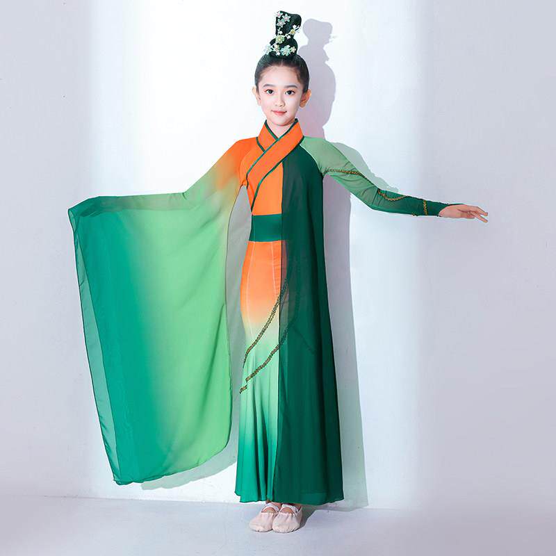 儿童屈原橘颂同款古典舞蹈演出服古装飘逸交领广袖国风表演服群舞