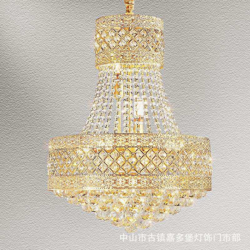 欧式金色水晶吊灯别墅复式楼客厅大吊灯酒店餐厅吊灯楼梯间过道灯