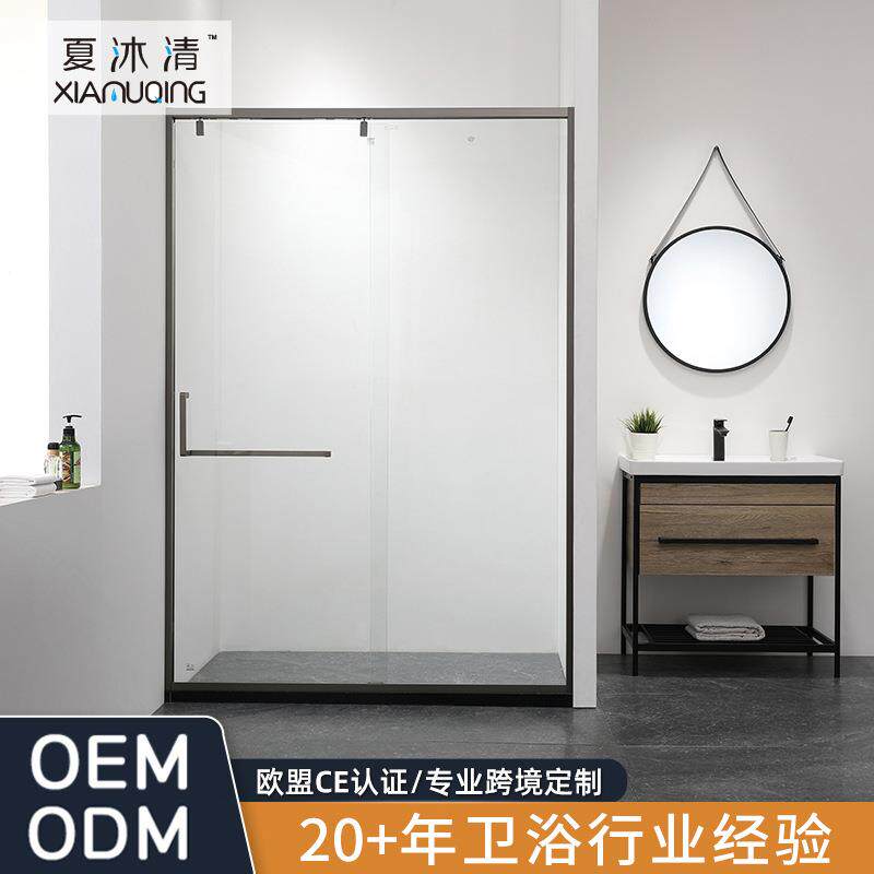 出口窄边框缓冲趟门浴室一字型不锈钢淋浴房酒店干湿分离淋浴房