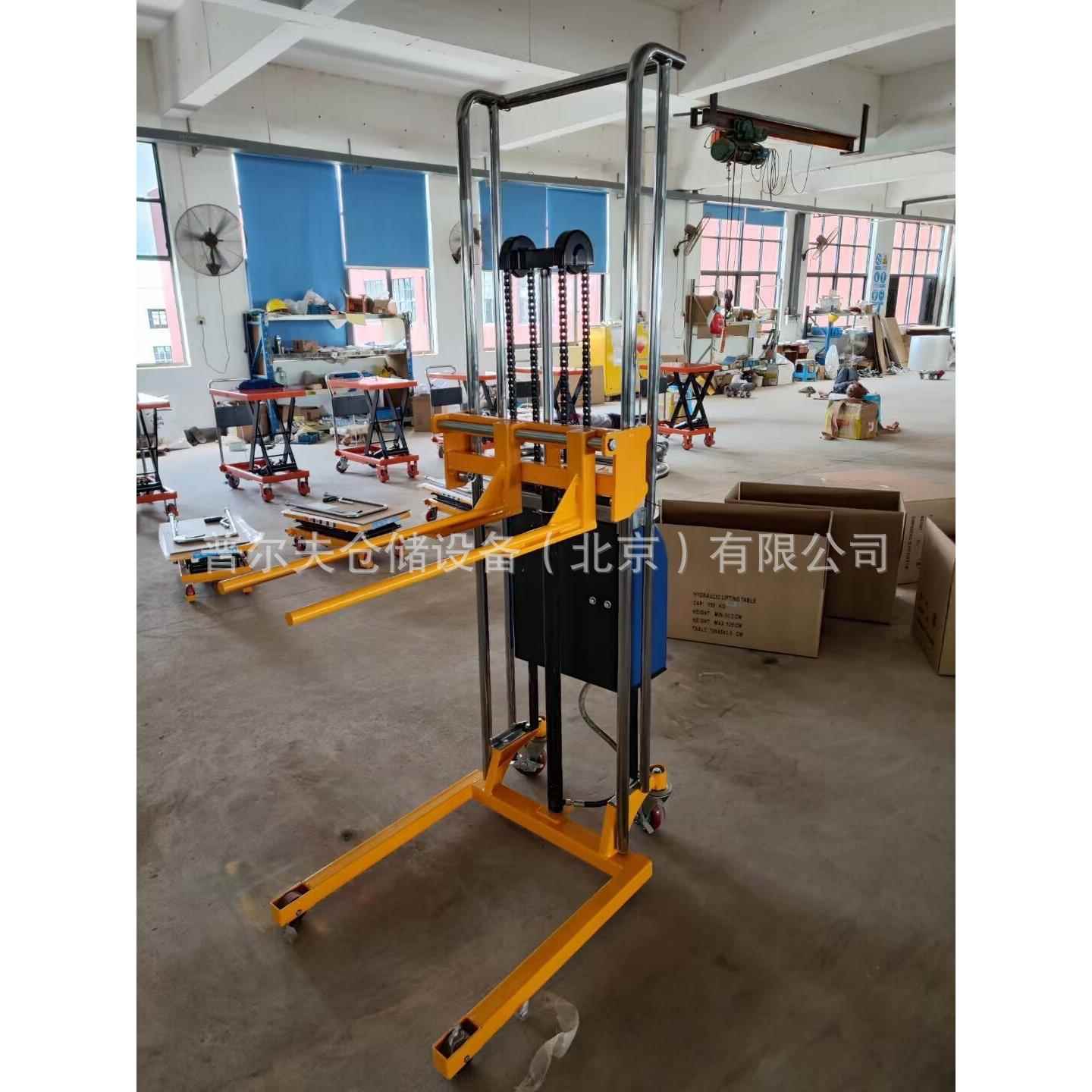 400kg轻型手动叉车模具车装卸车圆形物料升高车卷膜堆高车厂家